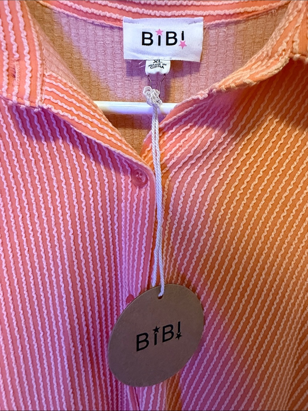 BiBi Pink Ribbed Button-Up Tunic - Picture 2 of 4